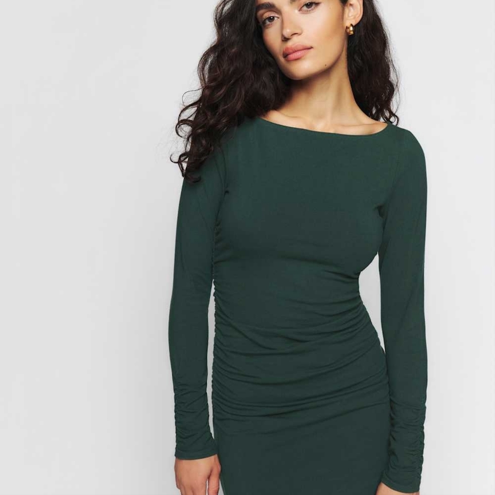 Elegant Green Long Sleeve Dress